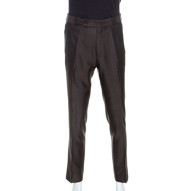 Tom Ford Brown Silk Blend Tailored Trousers L