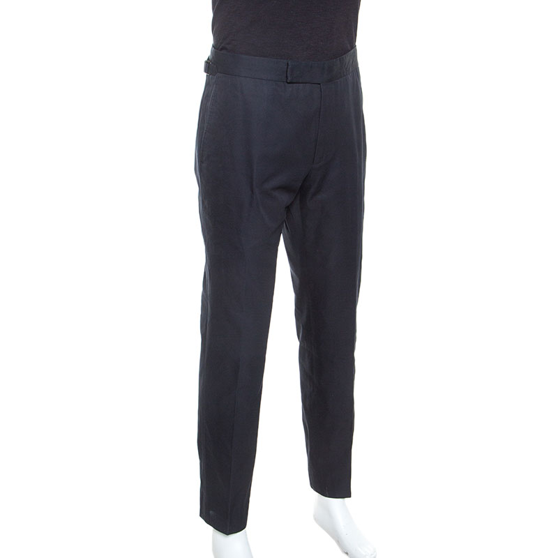 

Tom Ford Navy Blue Cotton Twill Atticus Trousers