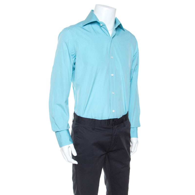 

Tom Ford Turquoise Blue Pinpoint Cotton Classic Fit Shirt