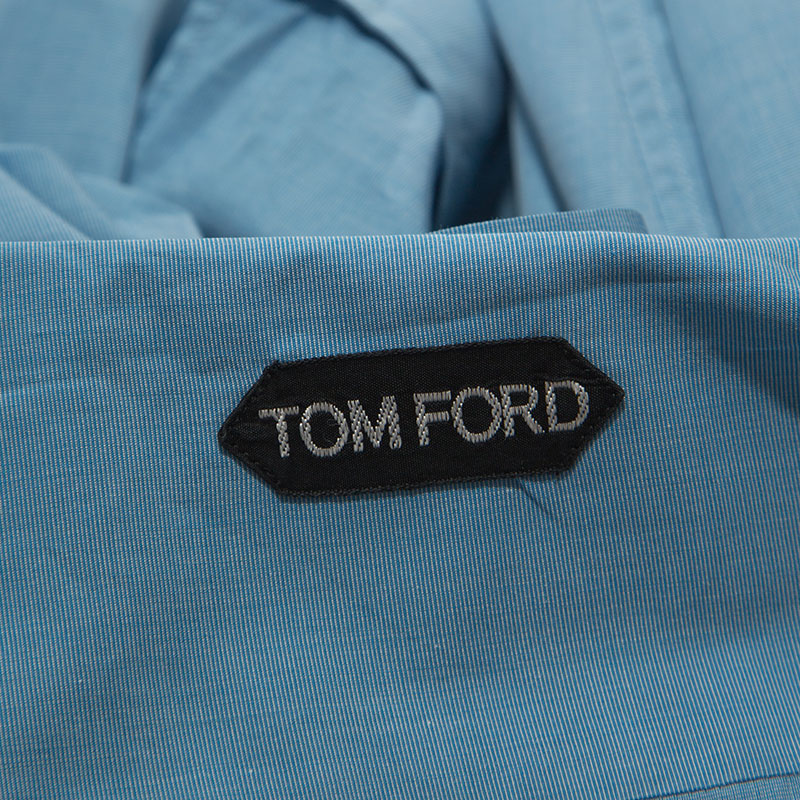 Pre-owned Tom Ford Blue Pinpoint Cotton Classic Fit Shirt Xl