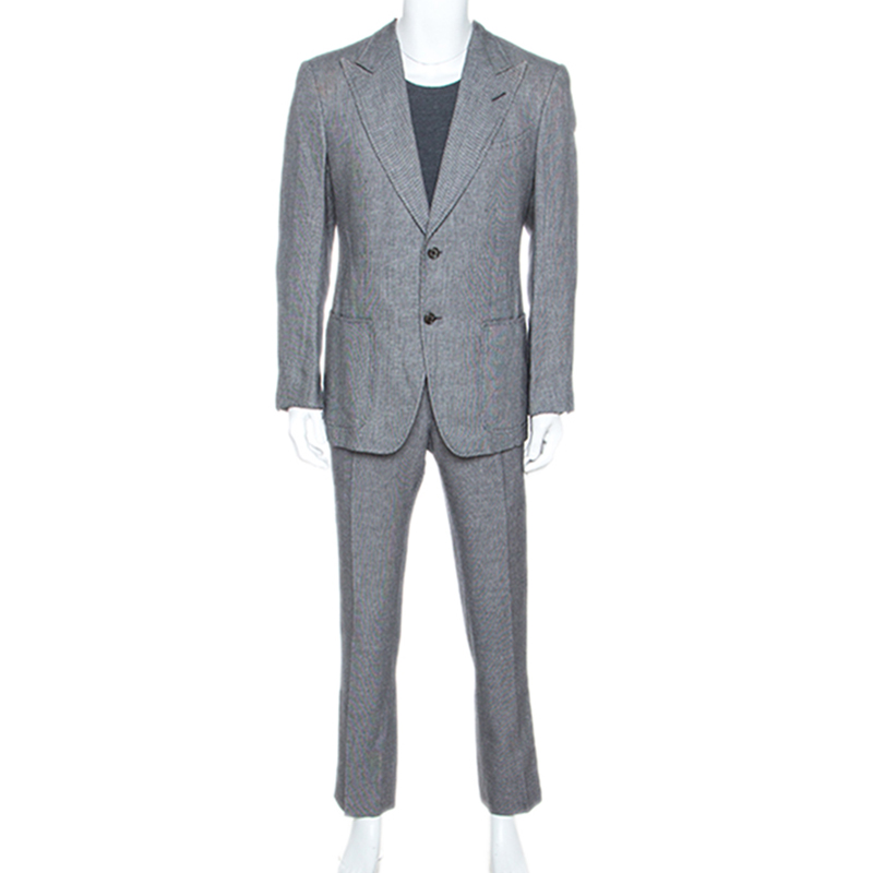 Tom Ford Monochrome Linen Blend Two Buttoned Suit L