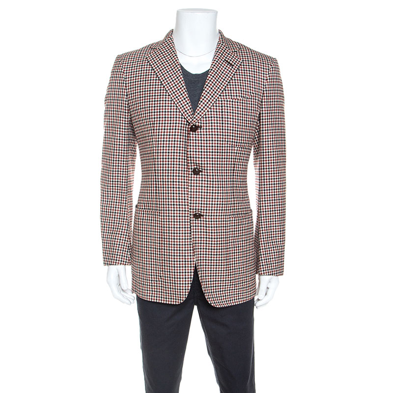 Tom Ford Multicolor Checked Cashmere Blazer L