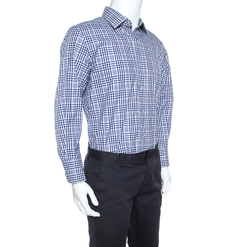 

Tom Ford Navy Blue and White Checked Cotton Shirt