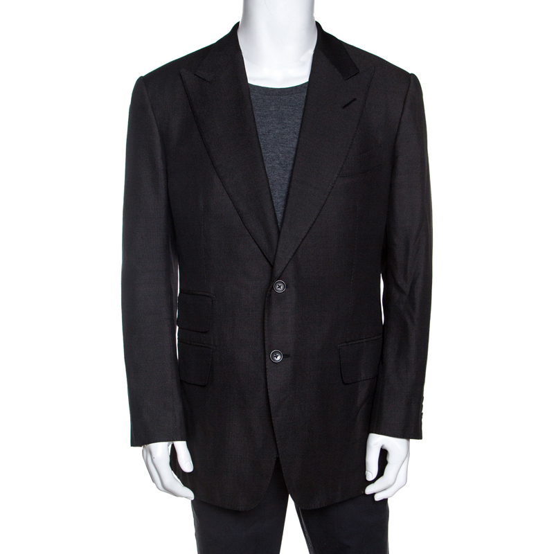 Tom Ford Dark Grey Silk and Wool Knit Regular Fit Blazer XXL Tom Ford | TLC