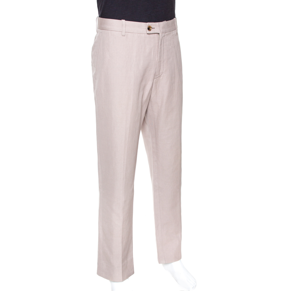 

Tom Ford Beige Cotton Blend Regular Fit Trousers