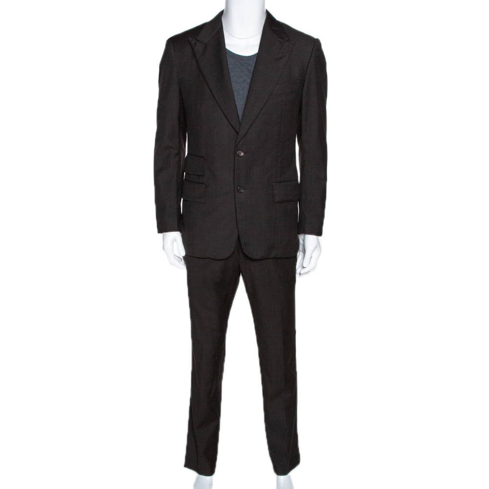 Tom Ford Dark Brown Wool Regular Fit Suit L