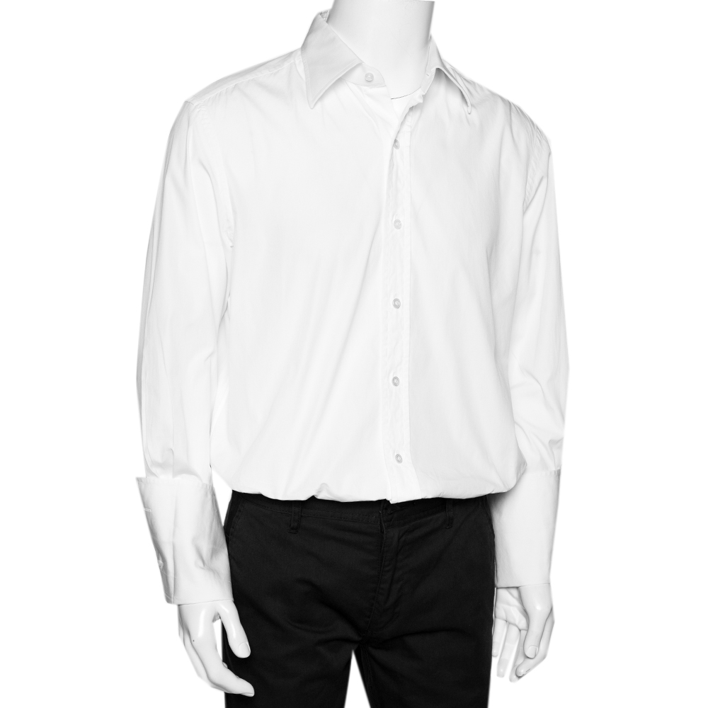 

Tom Ford White Cotton Double Cuff Long Sleeve Shirt