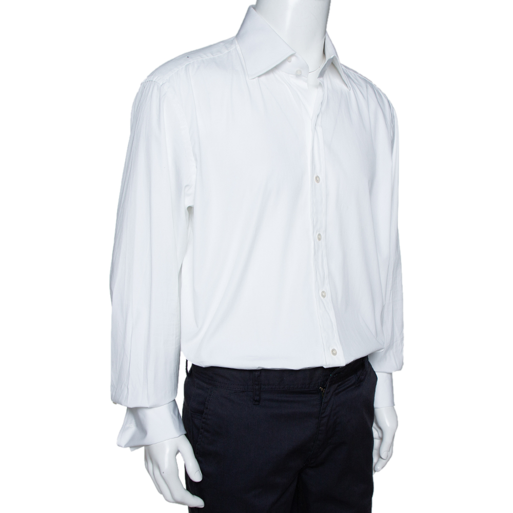 

Tom Ford White Cotton Double Cuff Long Sleeve Shirt