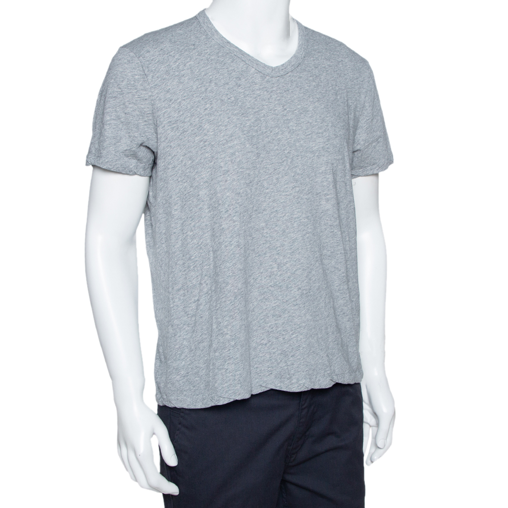 

Tom Ford Grey Marl Jersey Cotton V Neck T-Shirt