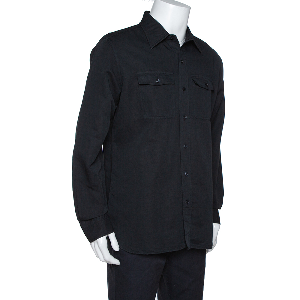 

Tom Ford Black Washed Linen & Cotton Long Sleeve Shirt