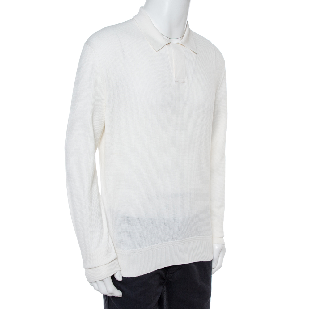 

Tom Ford White Cotton Silk Blend Polo Sweater