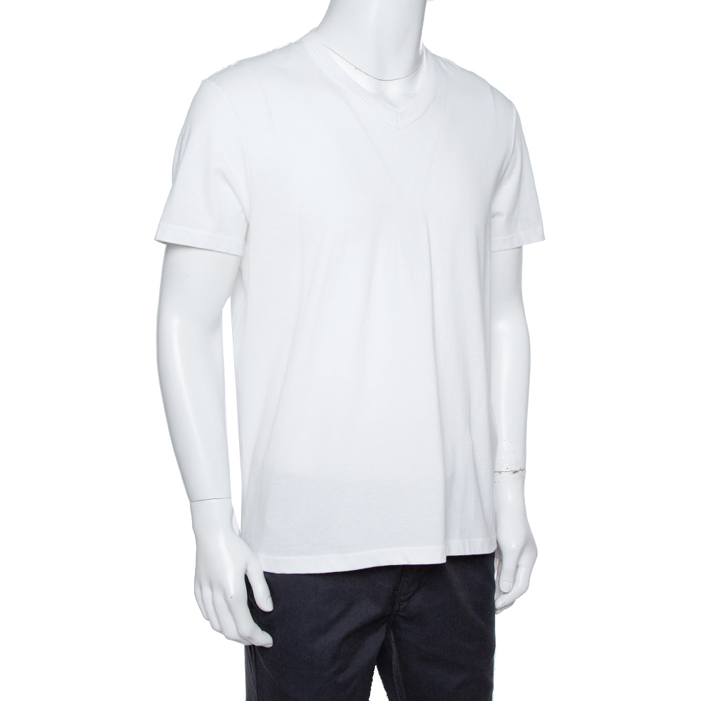 

Tom Ford White Cotton Short Sleeve V-Neck T-Shirt