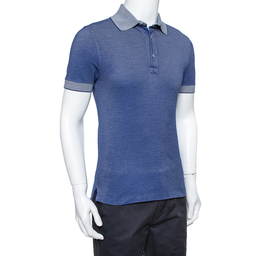 

Tom Ford Navy Blue Pique Knit Polo T Shirt