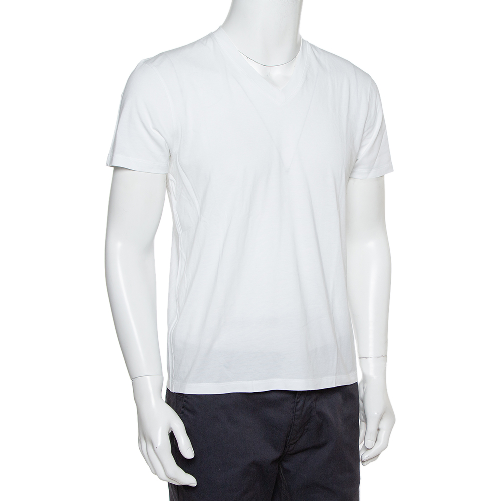 

Tom Ford White Cotton V-Neck T-Shirt