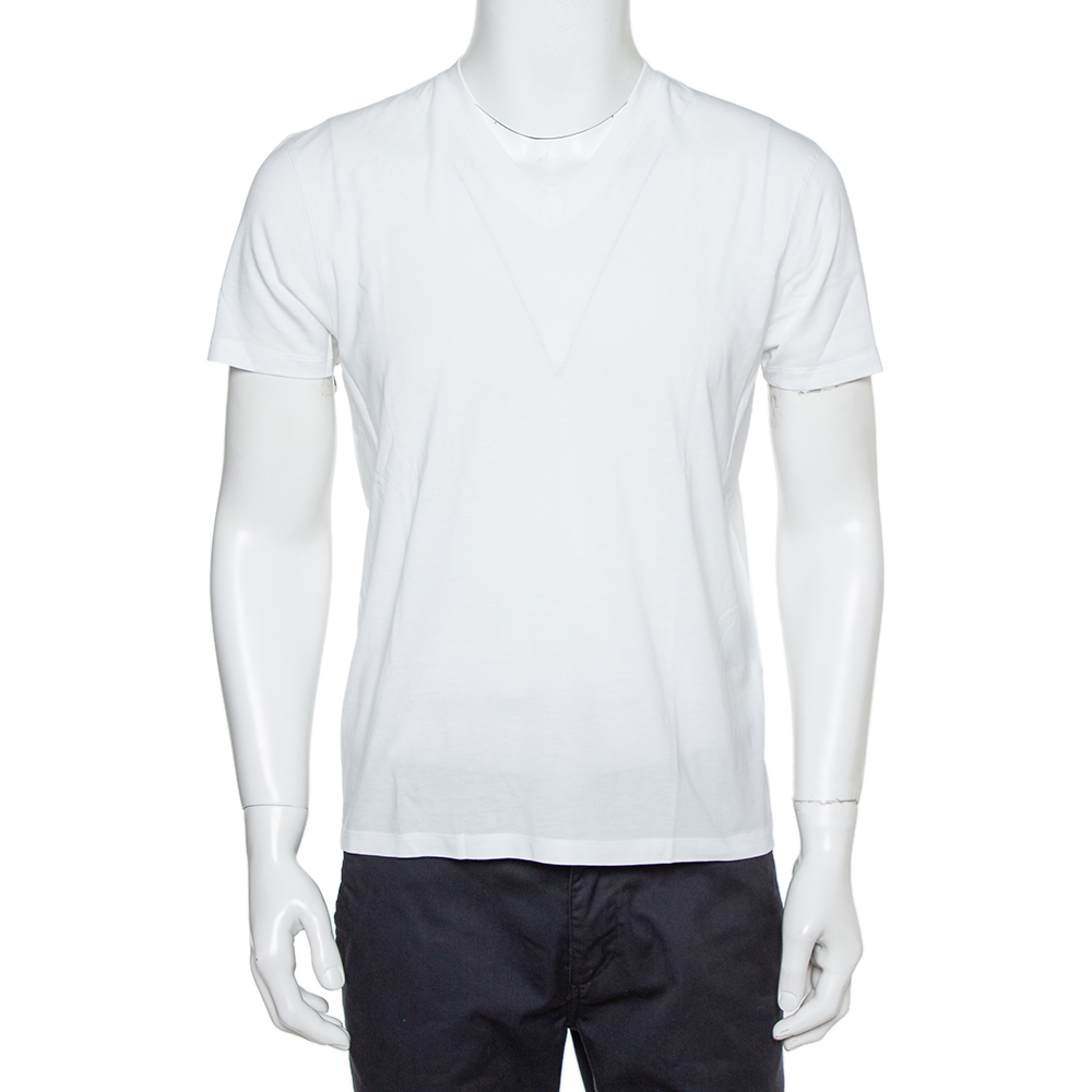 Pre-owned Tom Ford White Cotton V-neck T-shirt S