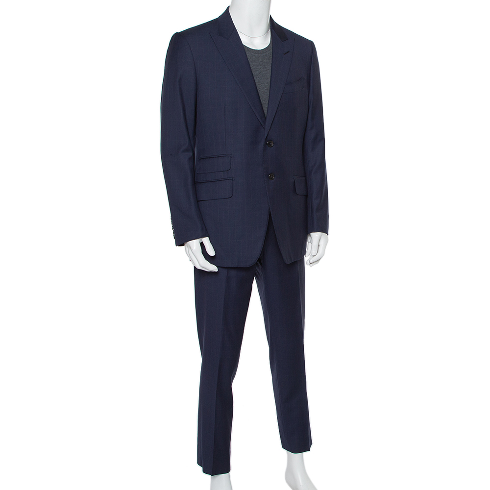 

Tom Ford Navy Blue Wool Prince Of Wales O'Connor Suit