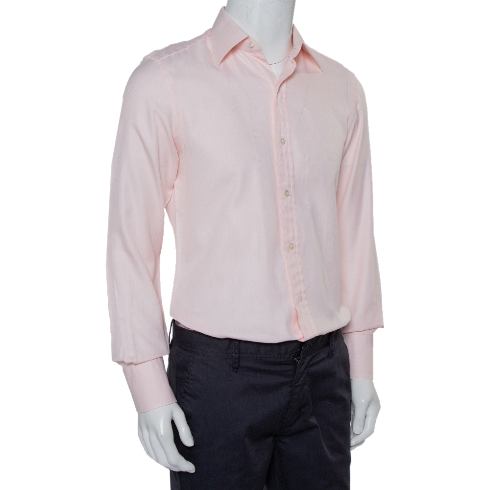

Tom Ford Pink Patterned Cotton Button Front Shirt