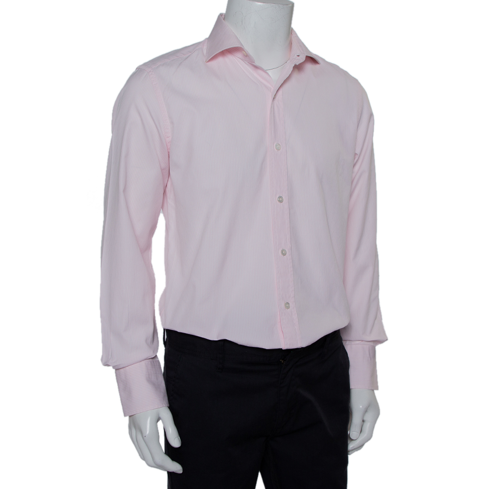 

Tom Ford Pink Striped Cotton Button Front Shirt