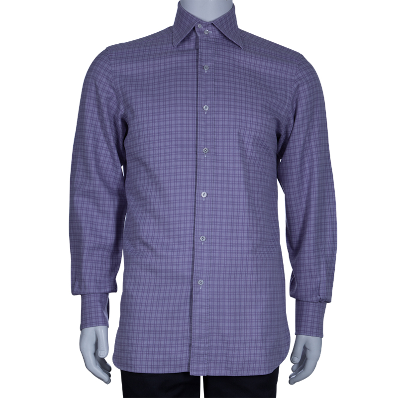 

Tom Ford Men's Purple Check Shirt