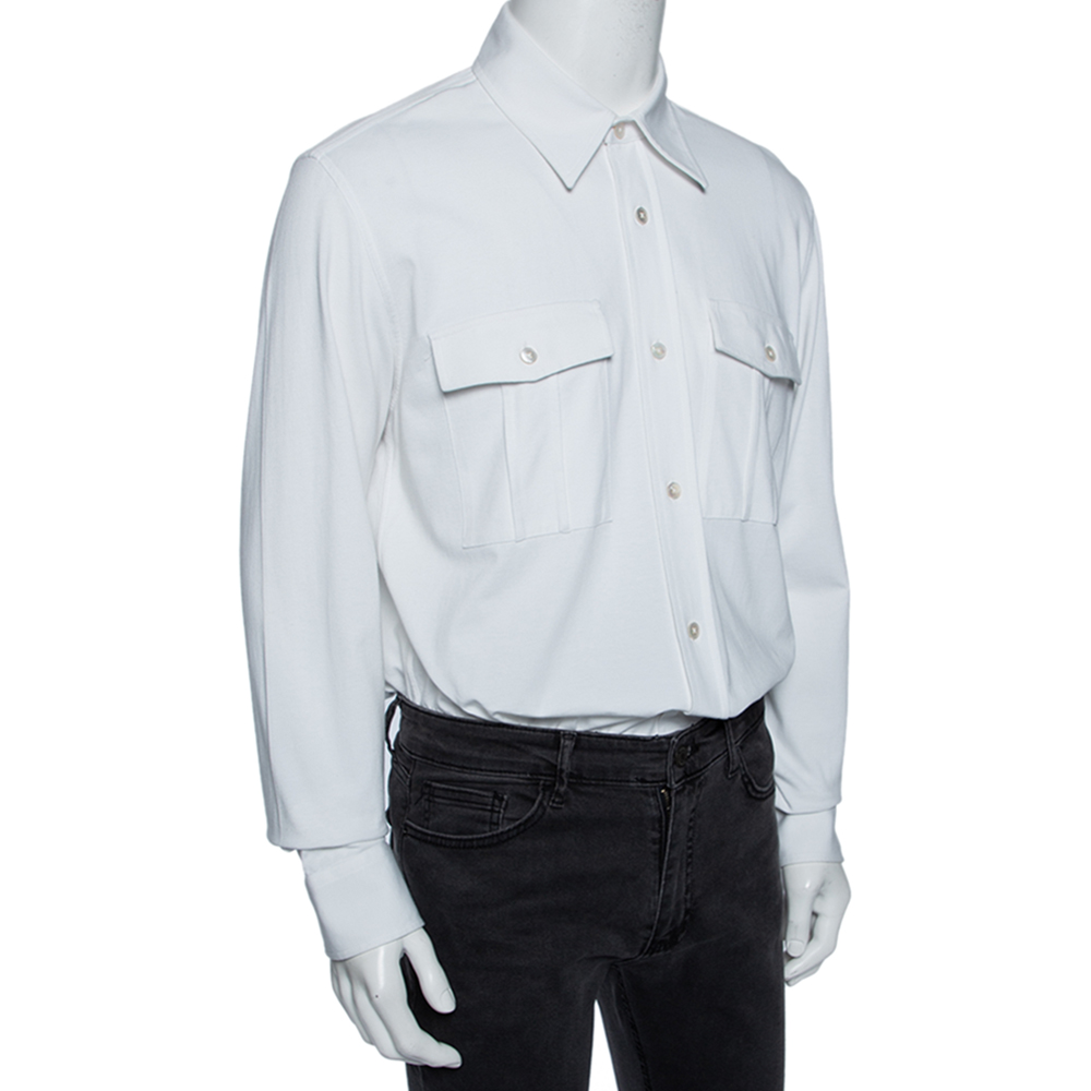 

Tom Ford White Cotton Double Pocket Military Shirt