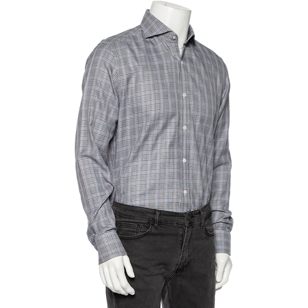 

Tom Ford Grey Checkered Cotton Button Front Shirt
