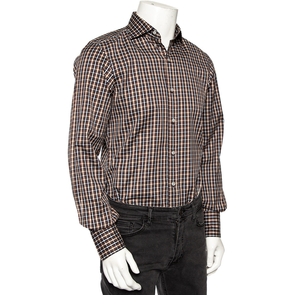 

Tom Ford Brown Checkered Cotton Button Front Shirt