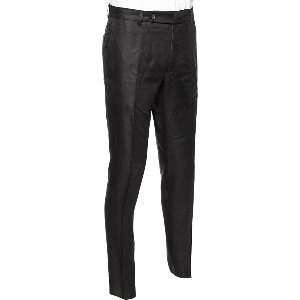 

Tom Ford Black Linen Straight Leg Pants