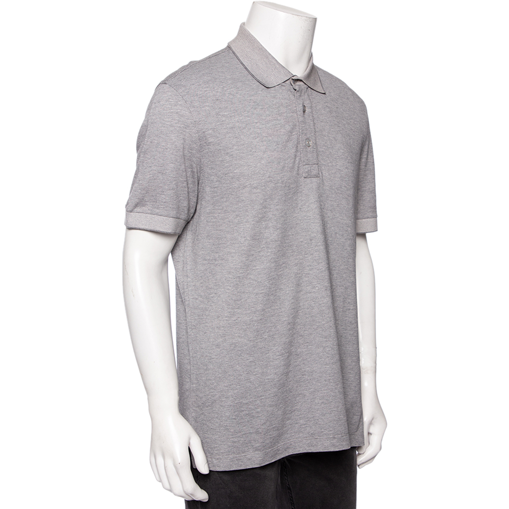 

Tom Ford Light Grey Cotton Pique Tonal Polo T-Shirt 3XL