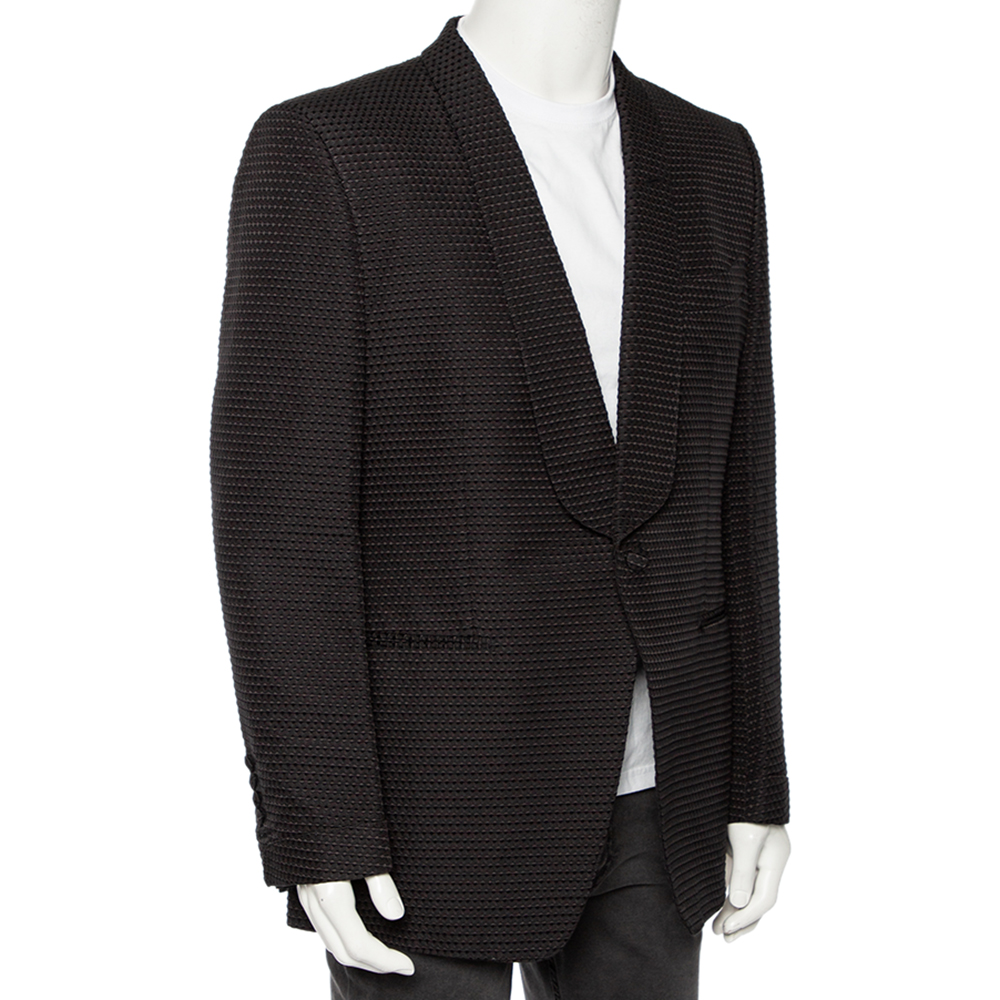 

Tom Ford Black Textured Cotton Single Breasted Blazer