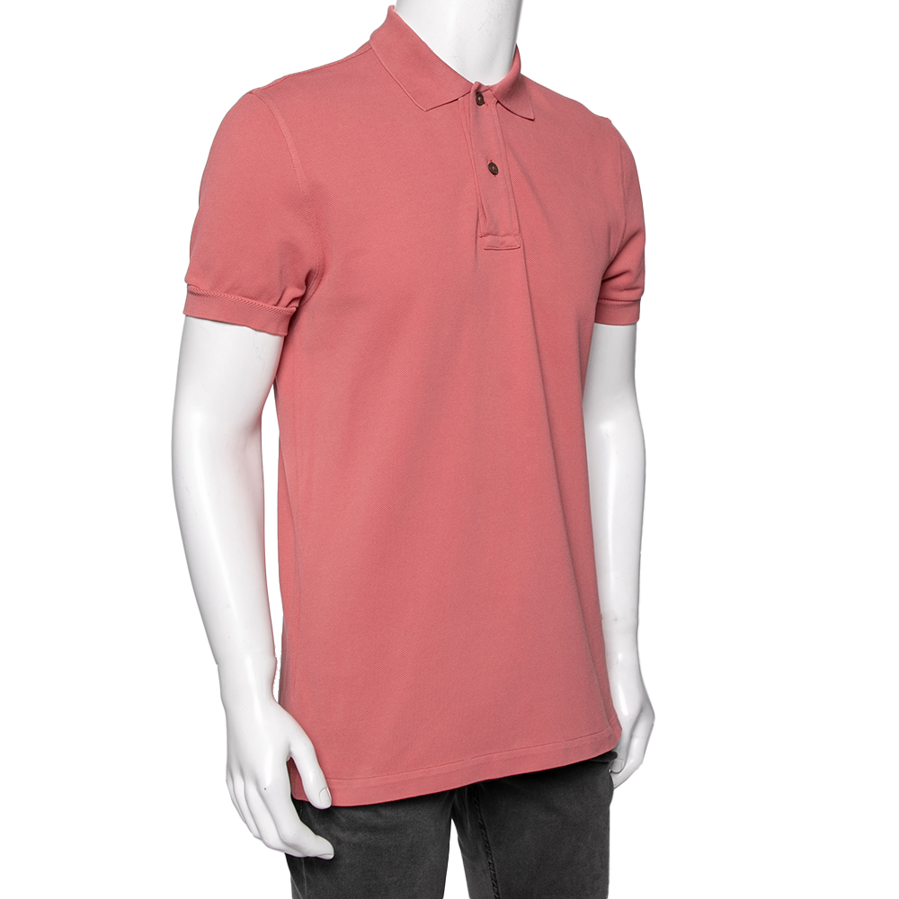 

Tom Ford Pink Cotton Pique Short Sleeve Polo T-Shirt