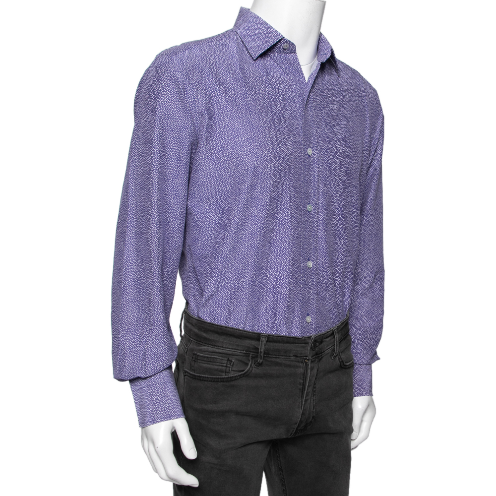 

Tom Ford Blue Printed Cotton & Silk Button Front Shirt