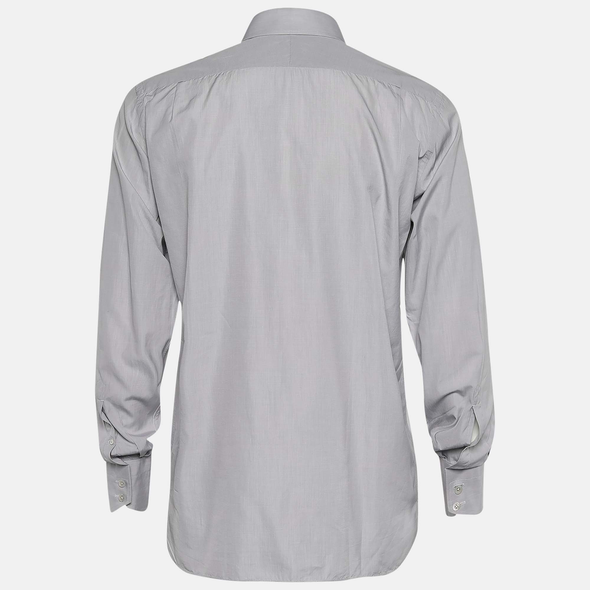 

Tom Ford Light Grey Cotton Button Front Shirt