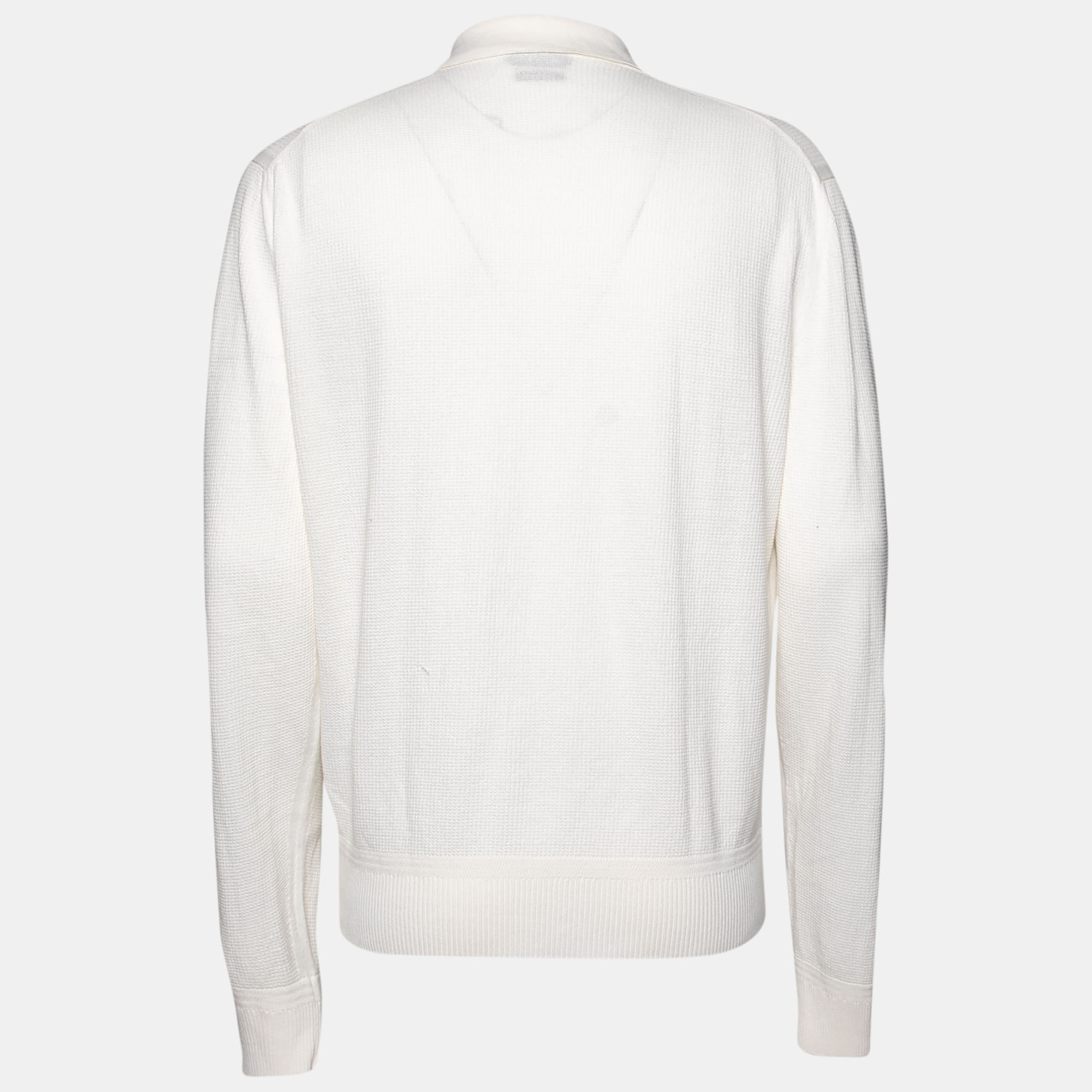 

Tom Ford Cream Textured Knit Polo T-Shirt