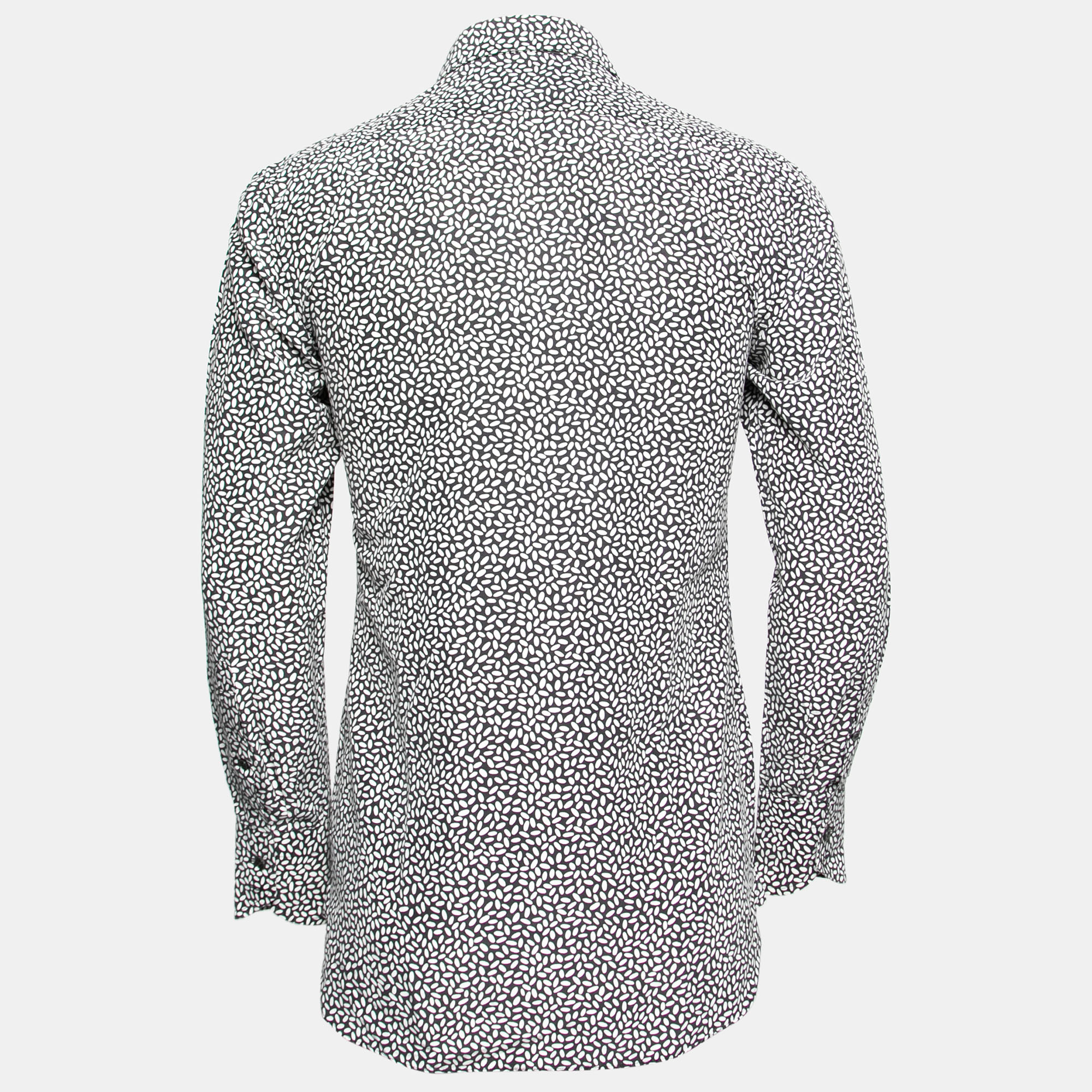 

Tom Ford Black and White Printed Cotton Button Front Shirt