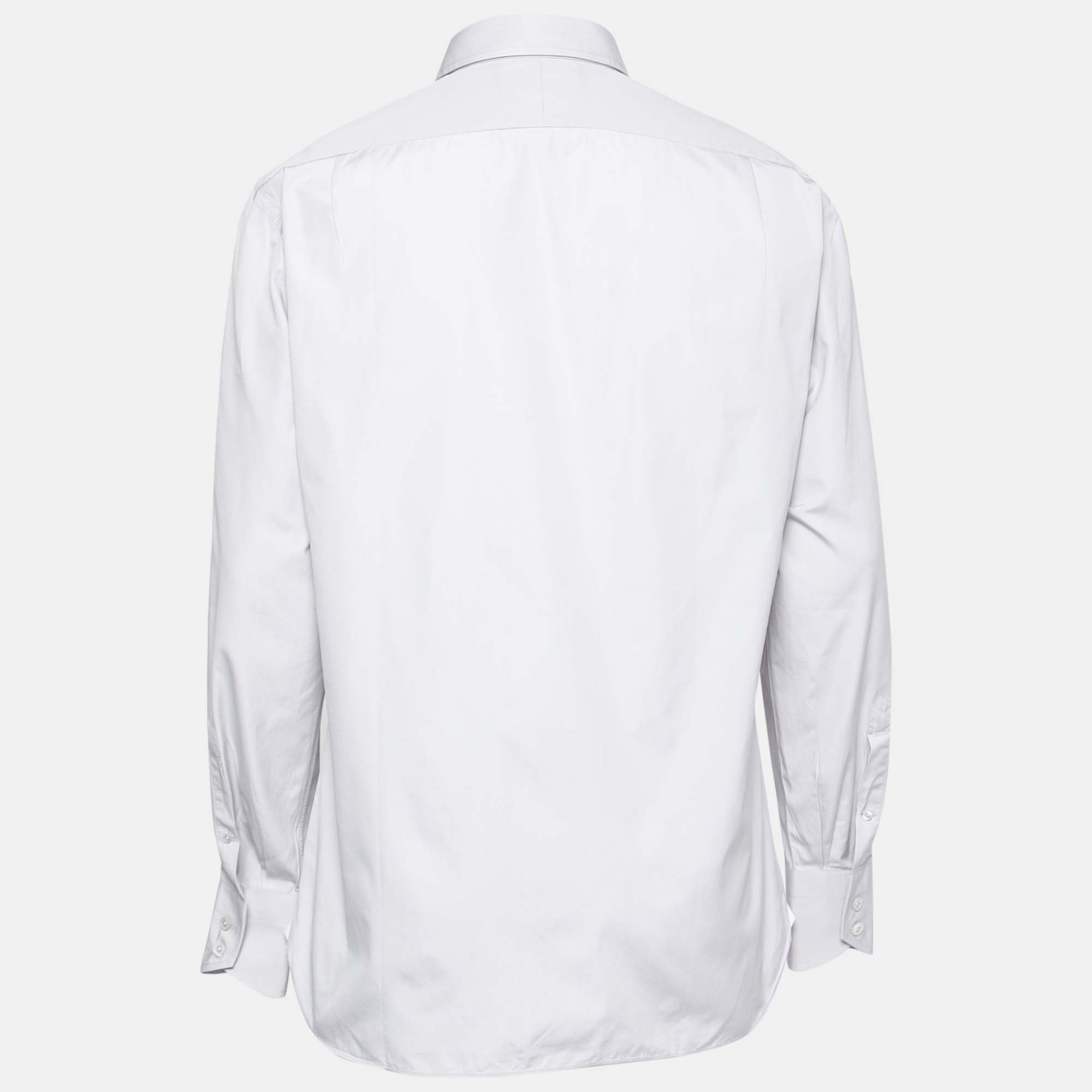 

Tom Ford Grey Cotton Long Sleeve Button Front Shirt