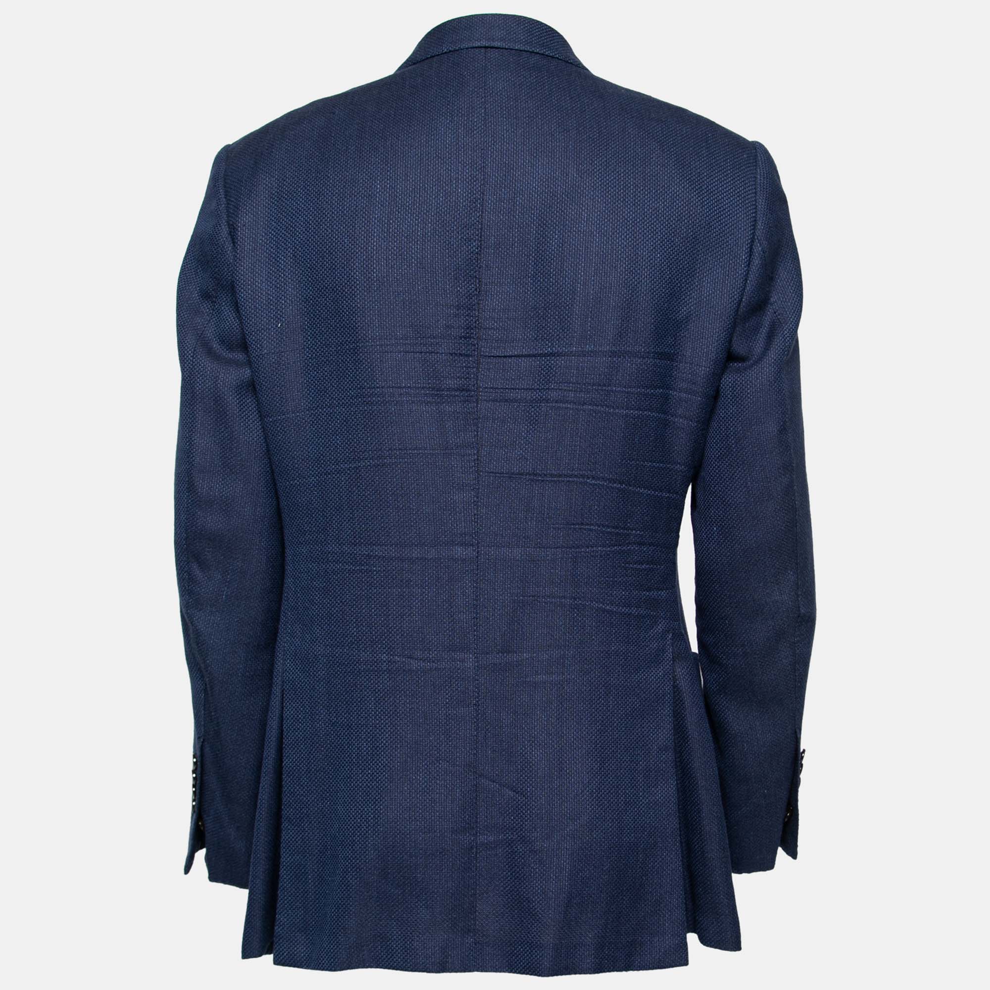 

Tom Ford Blue Cashmere Button Front Long Sleeve Blazer