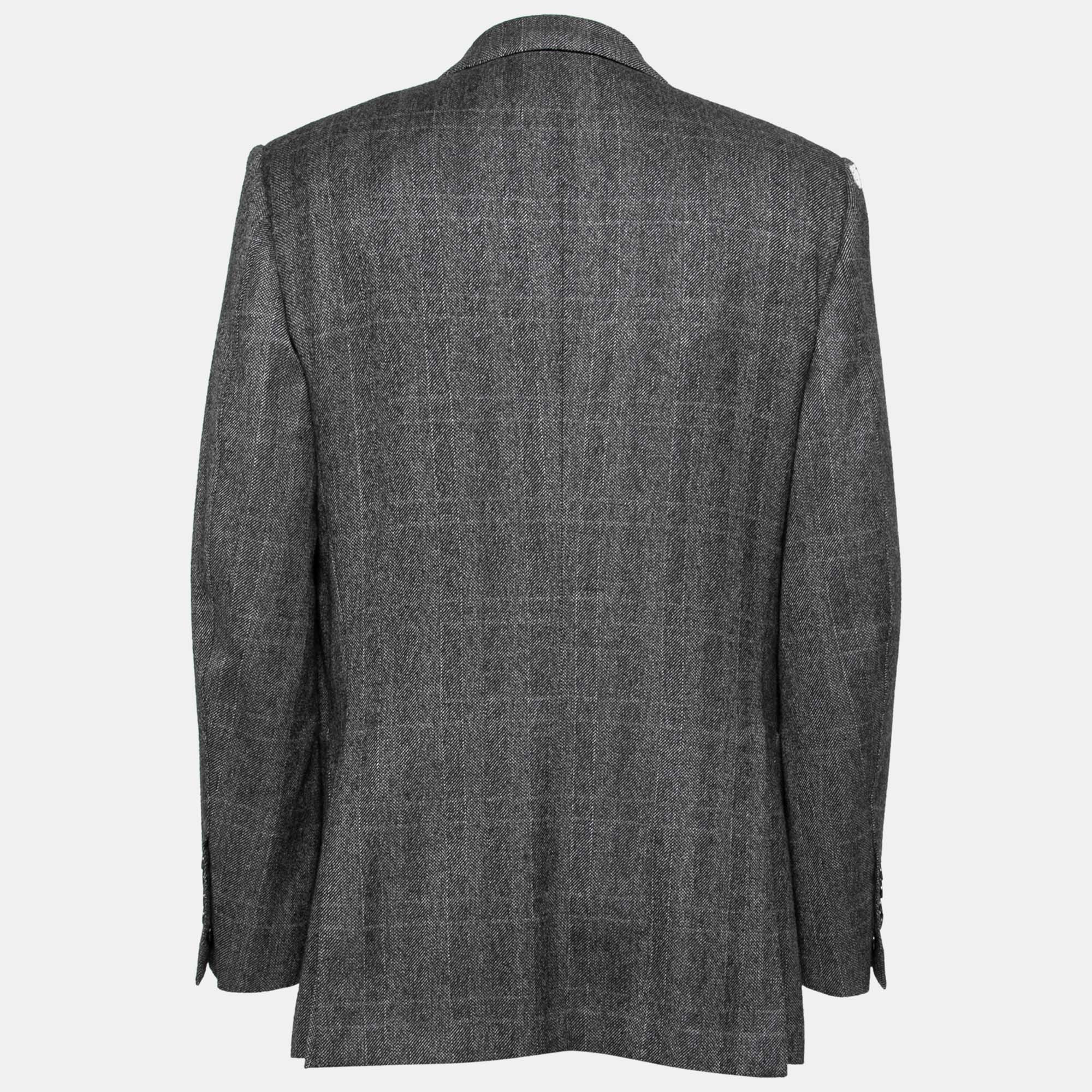 

Tom Ford Grey Wool Long Sleeve Button Front Blazer