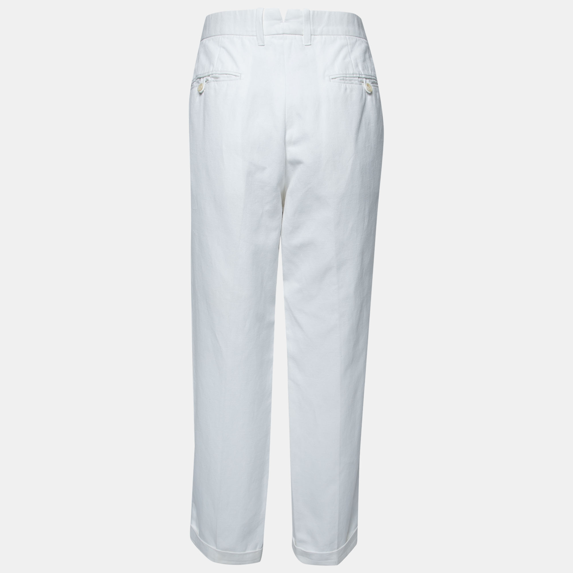 

Tom Ford White Cotton Blend Trousers  Waist 36
