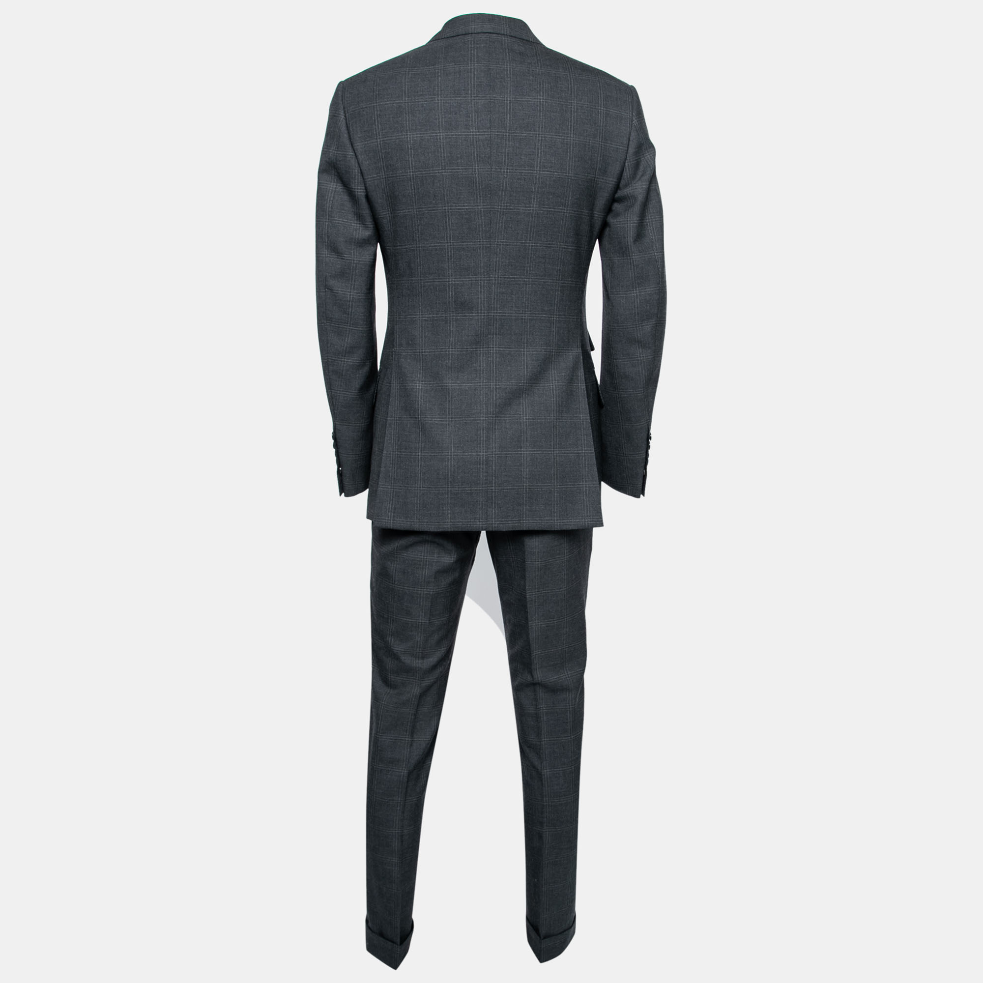 

Tom Ford Charcoal Grey Checked Wool Single Breasted Blazer & Pant Suit