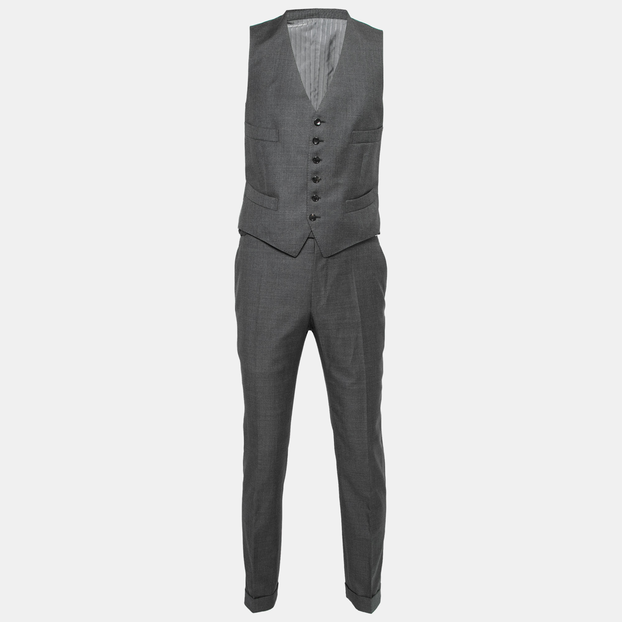 

Tom Ford Charcoal Grey Wool Single-Breasted Three-Piece Suit