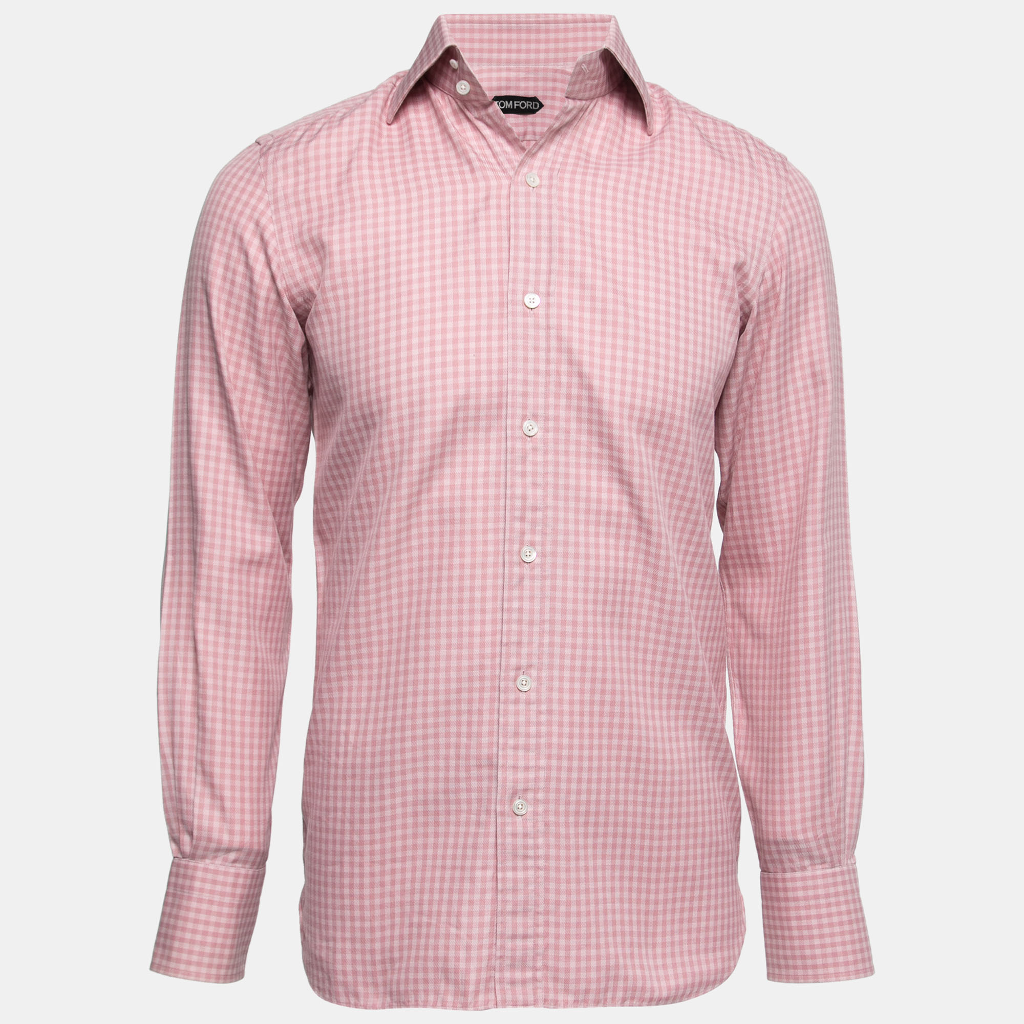 Pre-owned Tom Ford Pink Cotton Checked Shirt S