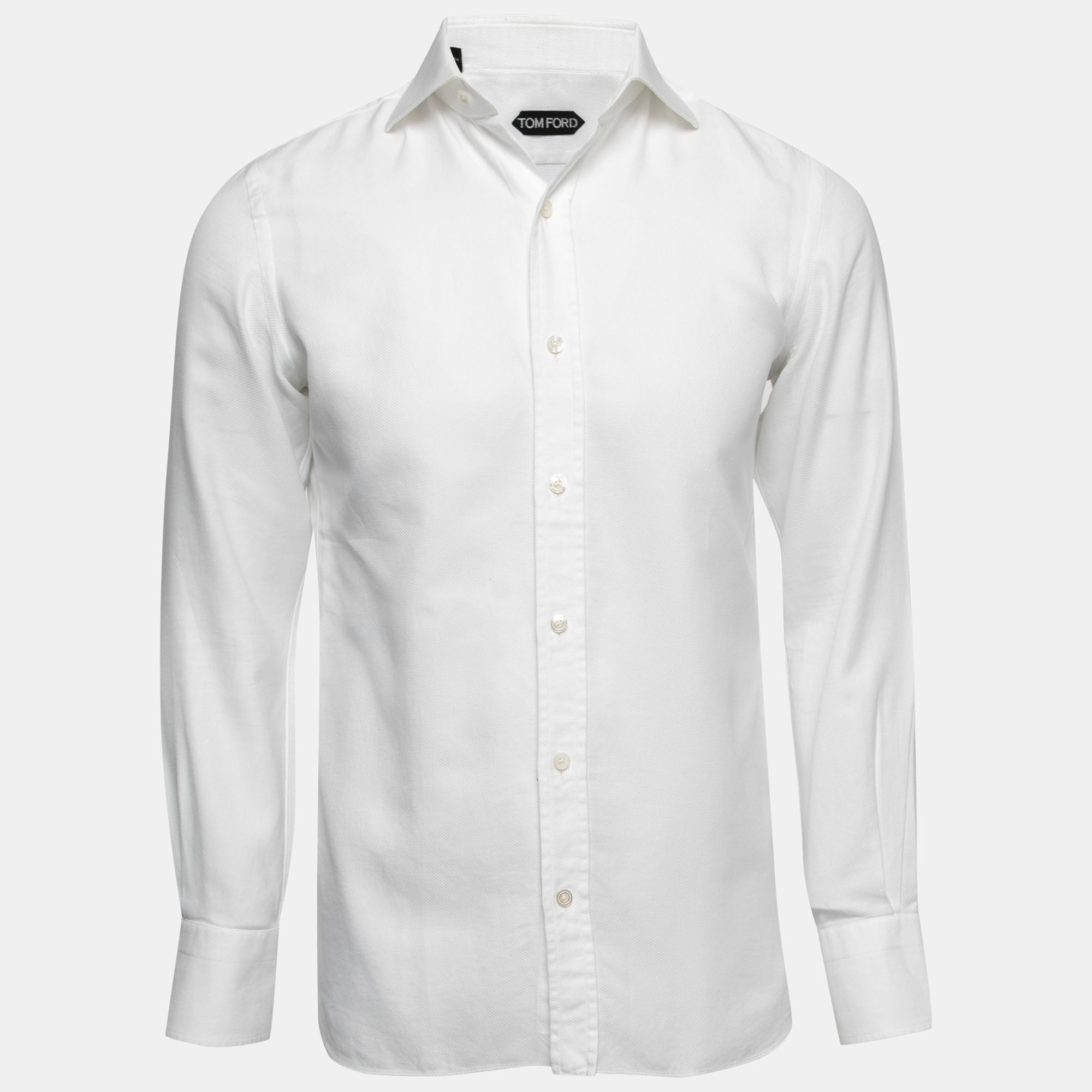 Pre Owned Tom Ford White Cotton Cutaway Collar Shirt M