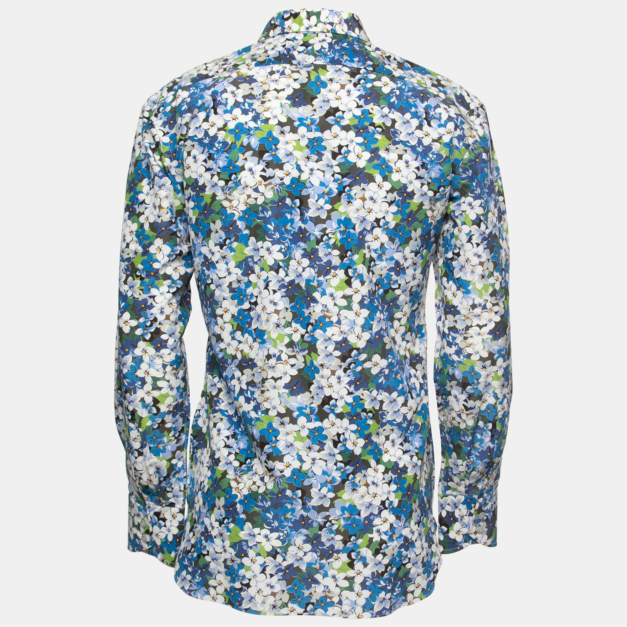 

Tom Ford Blue Floral Printed Cotton Button Front Shirt