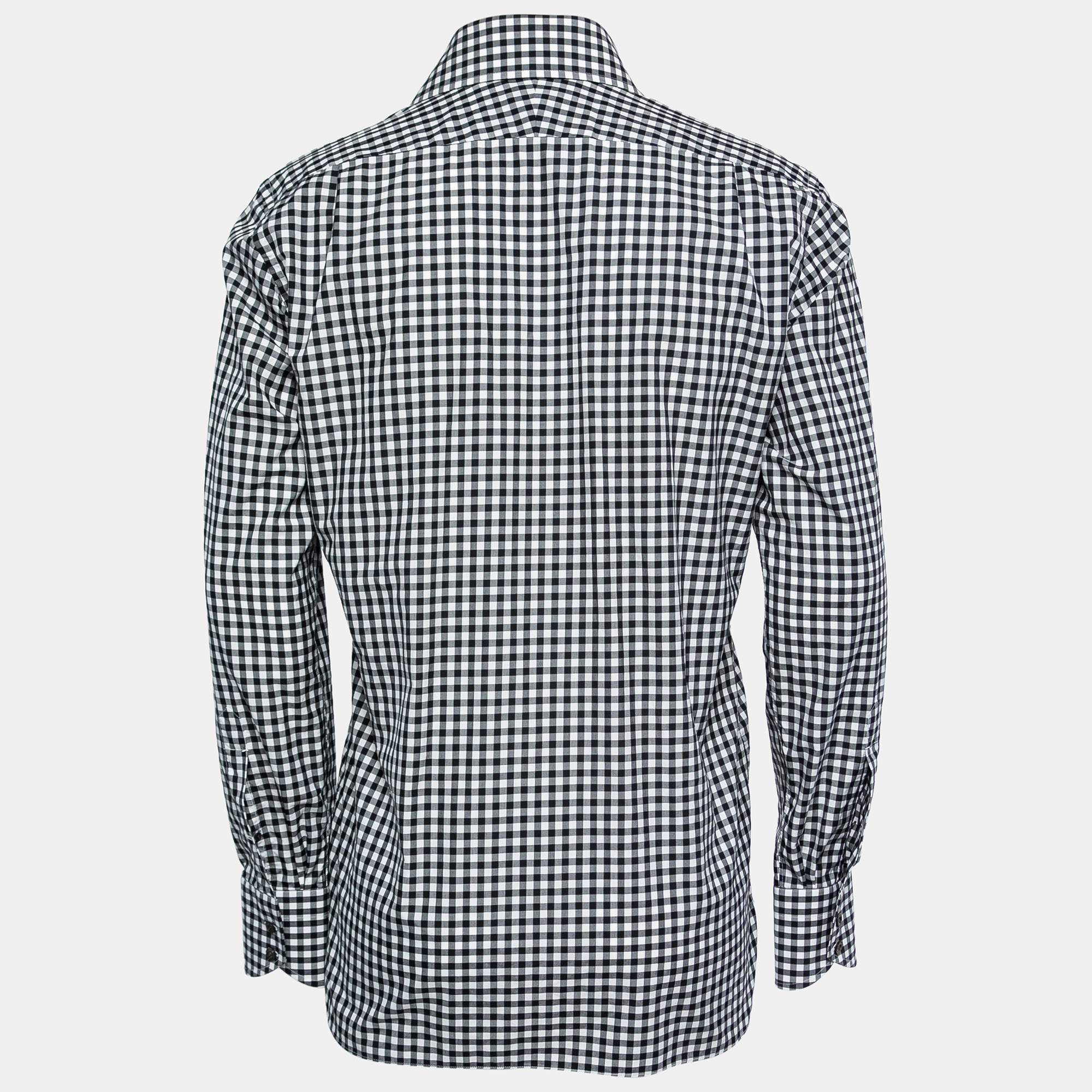 

Tom Ford Black Gingham Printed Cotton Button Front Shirt