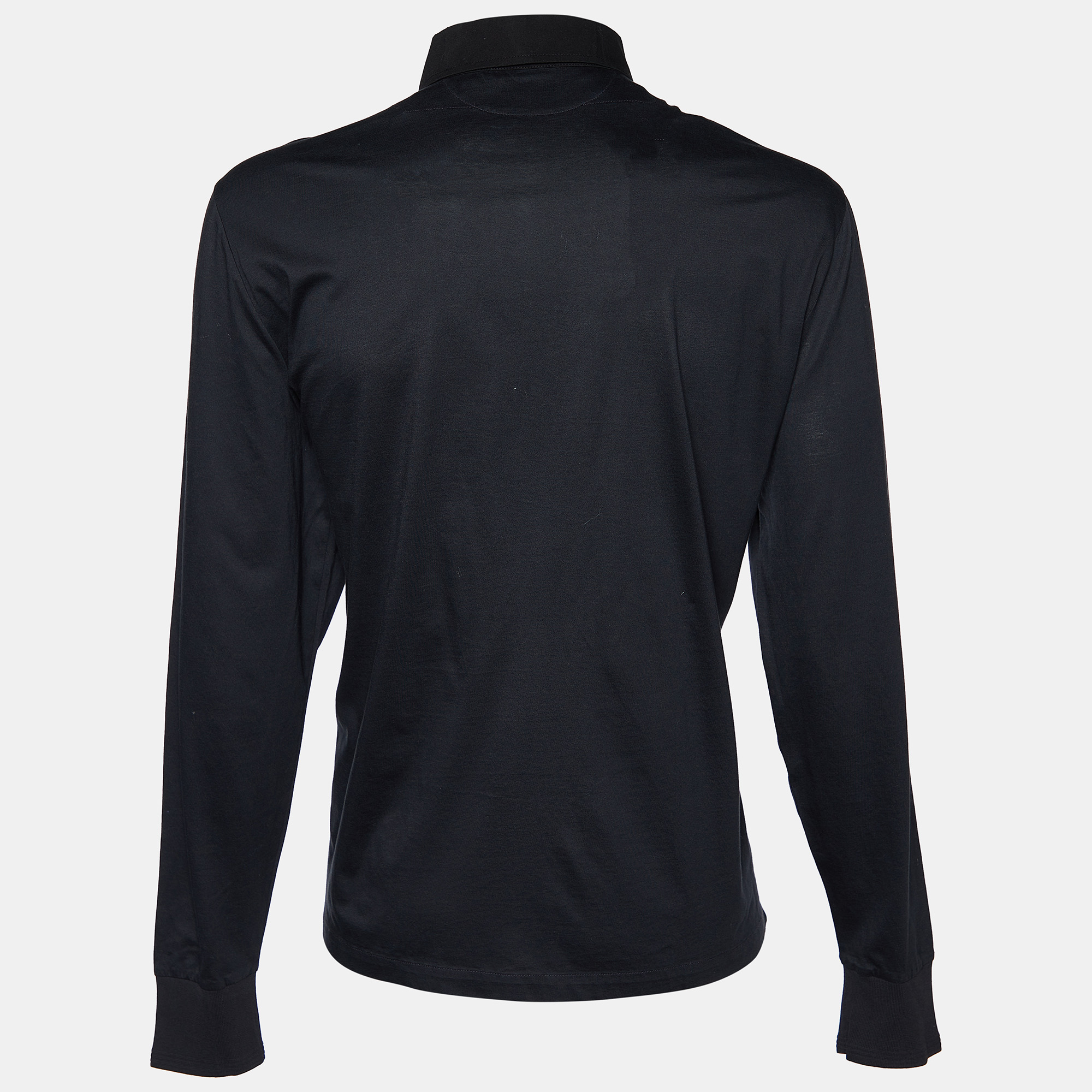 

Tom Ford Black Cotton Knit Long Sleeve Polo T-Shirt