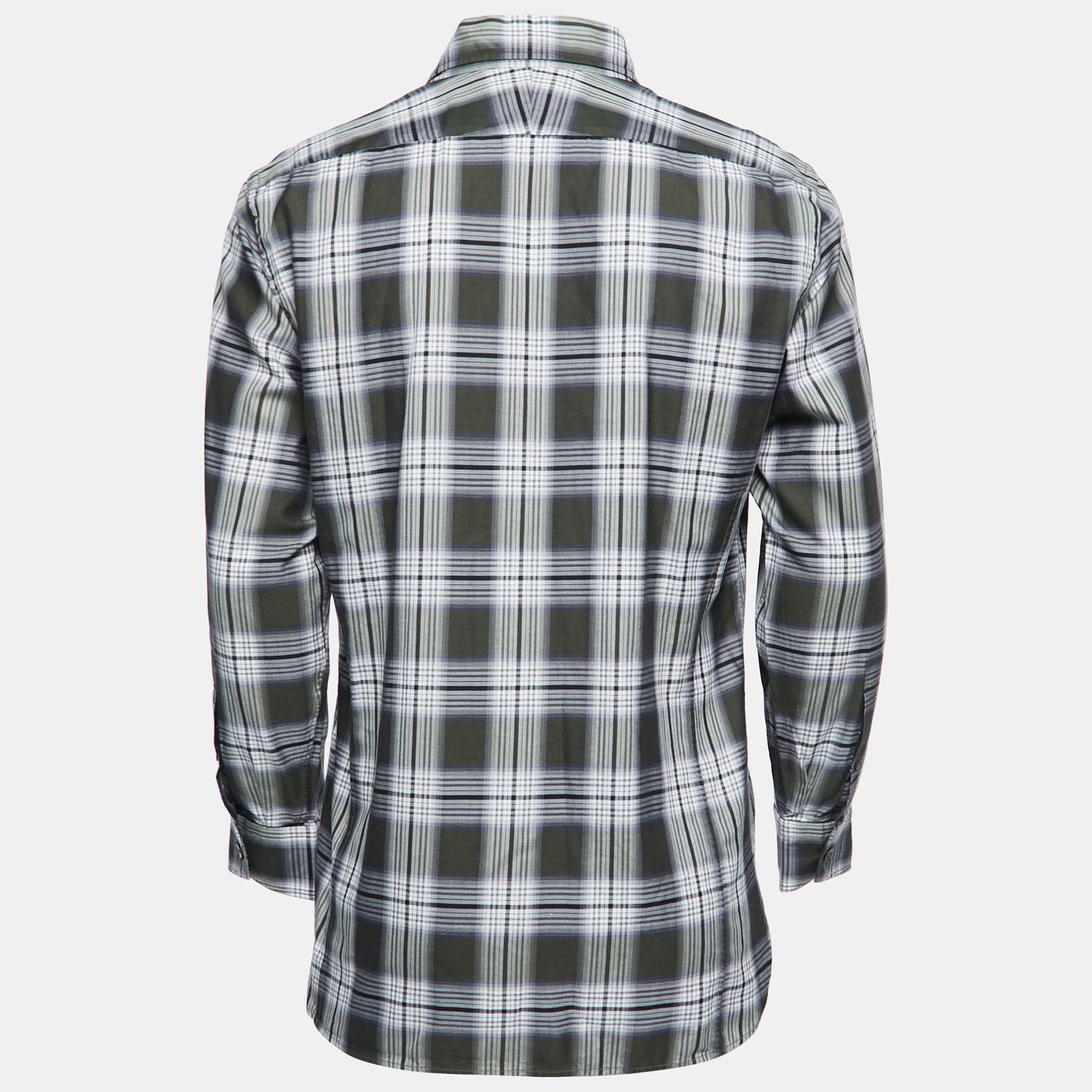

Tom Ford Grey Plaid Cotton Button Front Shirt