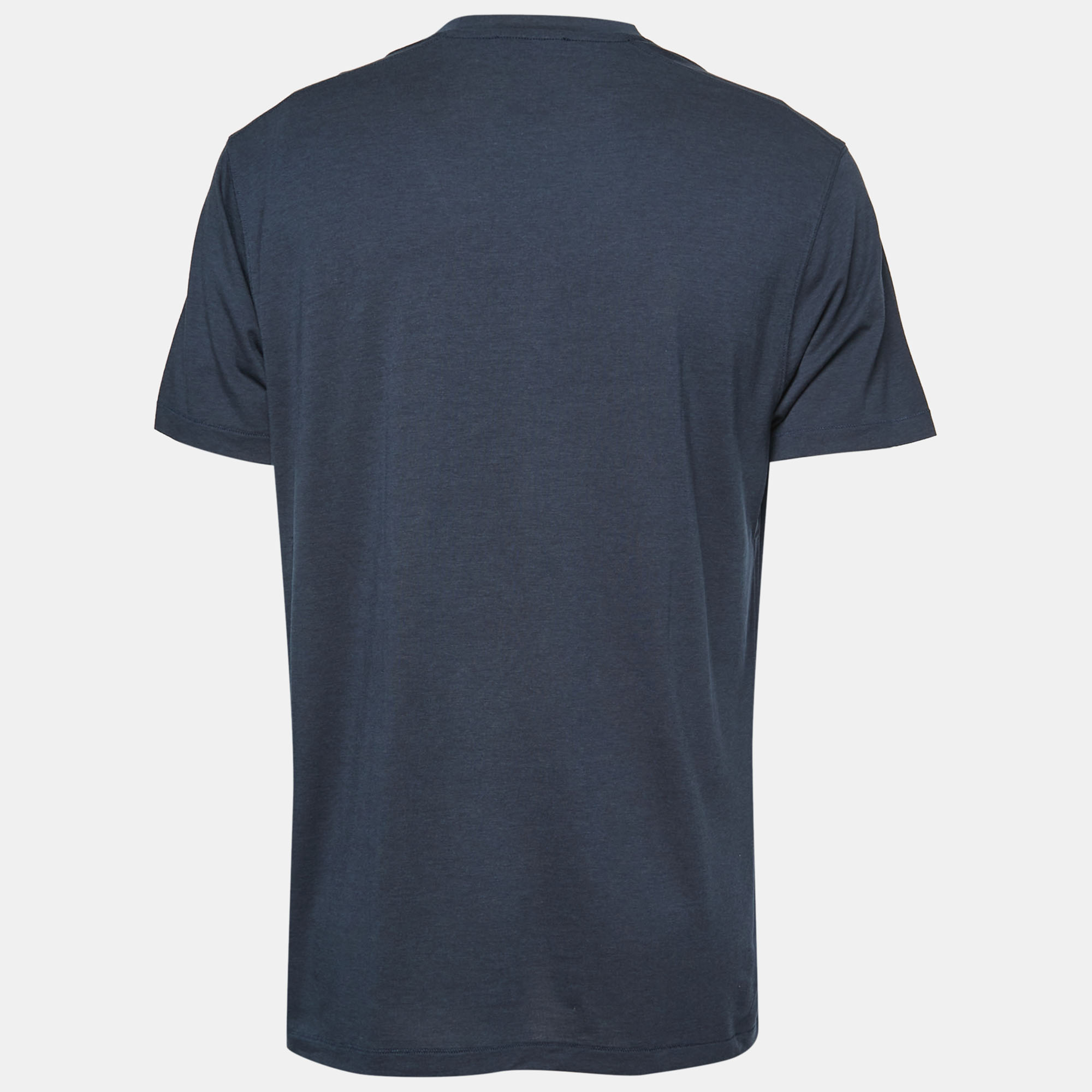 

Tom Ford Navy Blue Cotton-Blend Crewneck Polo T-Shirt