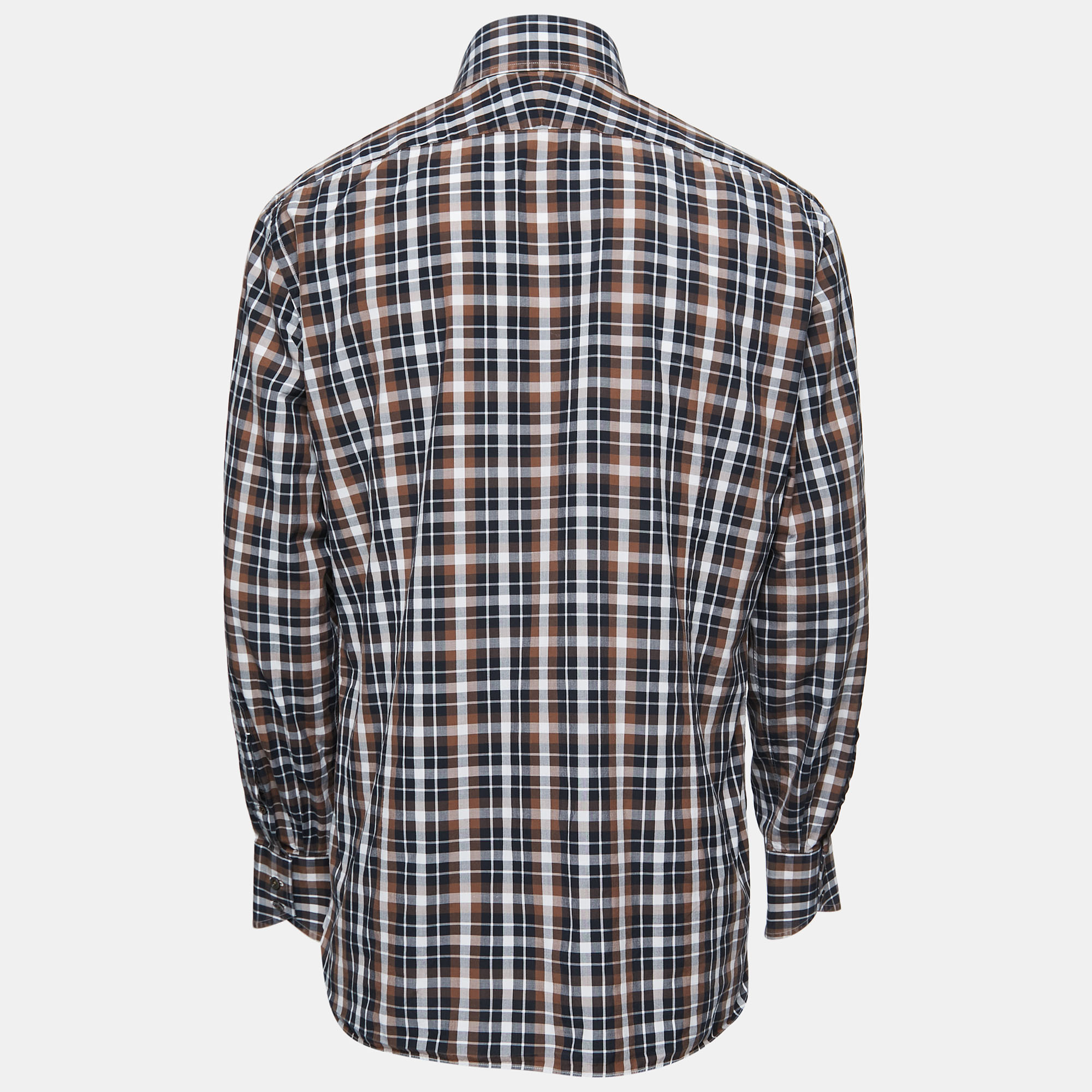 

Tom Ford Brown Checked Cotton Button Front Shirt