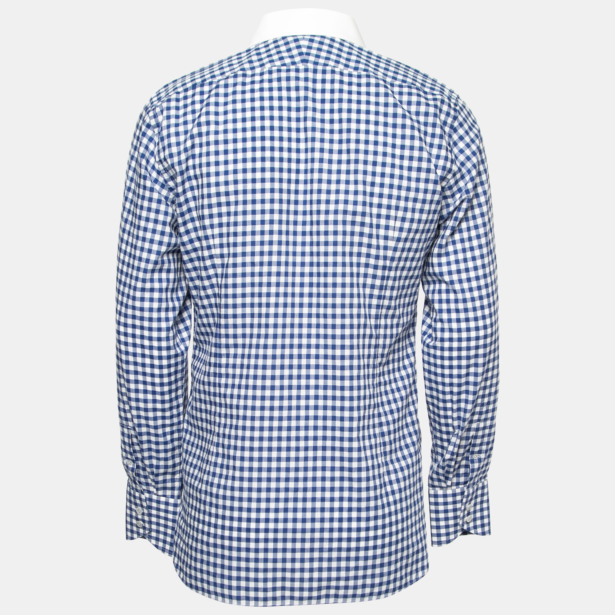 

Tom Ford Blue Checked Cotton Button Front Shirt