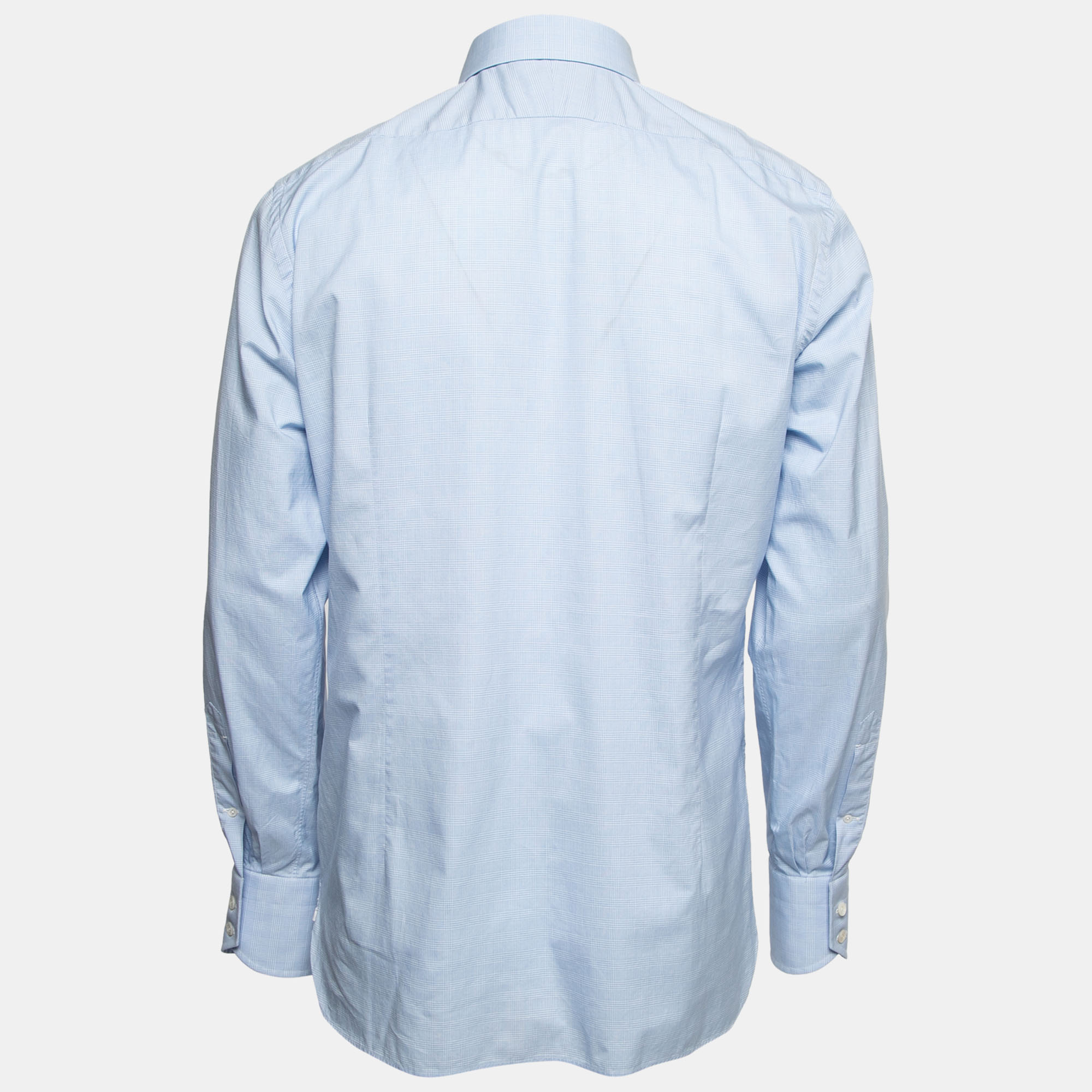 

Tom Ford Light Blue Checked Cotton Button Front Shirt